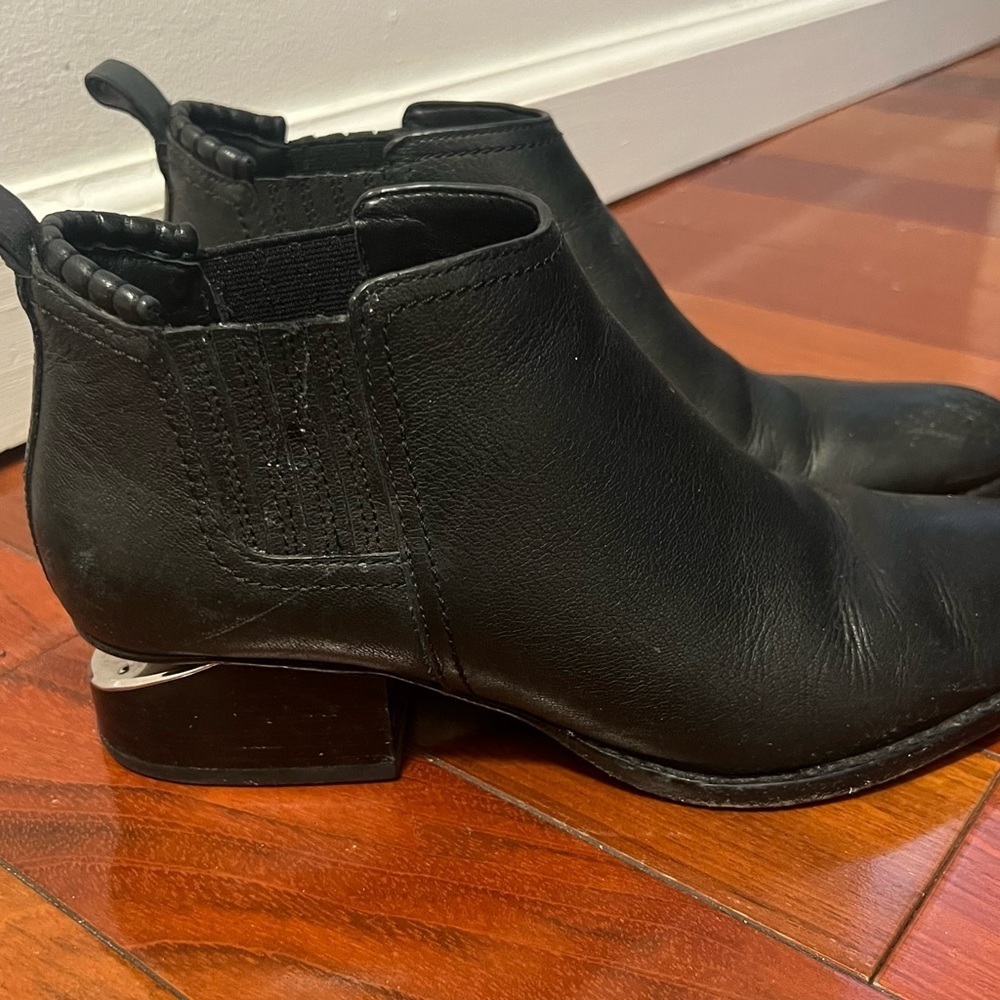 Womens Black leather Alexander wang Kori boots size 38.5 - Picture 1 of 7